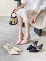 Bolsa de alta costura francesa sandalias de cabeza feminidad socialite encaje puntiagudo tacón fino con zapatillas geniales de tacón alto - details 20