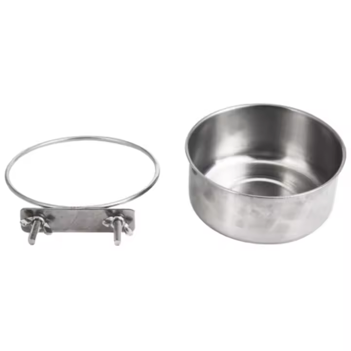 Cuenco de agua antirotación para pájaros, cuenco colgante de acero inoxidable, comedero para periquito, cuenco de alimentación para loro, jaula para perros y gatos - 1