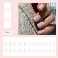 24 uñas postizas cuadradas de color morado francés blanco puro, juego completo, puntas de uñas removibles, venta al por mayor - details 0