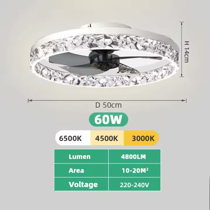Ventiladores Led inteligentes modernos, candelabro para dormitorio, sala estar, ventilador Invisible acrílico nórdico,ventilador de techo con luz - 1