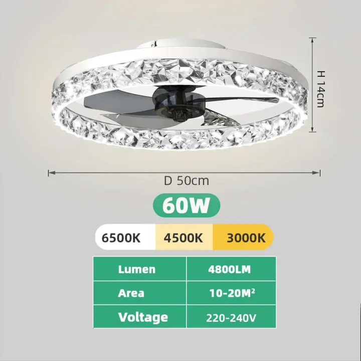 Ventiladores Led inteligentes modernos, candelabro para dormitorio, sala estar, ventilador Invisible acrílico nórdico,ventilador de techo con luz - 1