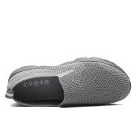 Nuevos zapatos deportivos negros transpirables para hombre, planos, cómodos, antideslizantes, suaves y para personas mayores, tela de malla ligera para fitness - details 3