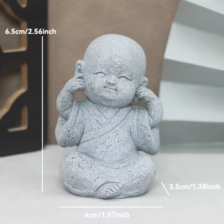 Estatua de piedra de Buda, monjes budista pequeño, figuritas de budismo tibetano, adorno de jardín Zen, meditación, decoración del acuario del hogar - 1