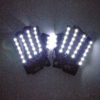 Guantes emisores de luz de 6 colores para DJ, fiesta de música, Cosplay, escenario, actuación, medio dedo, LED, luces láser brillantes - details 1