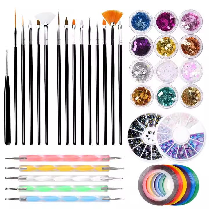 Kit de Diseño de Uñas KADS con Herramienta de Manicura Brosa para Uñas Pluma para Puntos de Uñas Foil de Uñas Encantos de Sirena y Perla Cinta de Uñas - 1