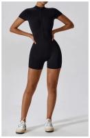 1 pieza de verano con cremallera de manga corta Yoga de una pieza para mujer danza Fitness ejercicio ajustado ropa de una pieza - details 17