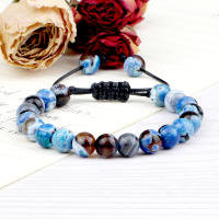 8mm hombres mujeres ágatas de fuego cuentas de ónix pulsera brazaletes curación Piedra Natural Chakra oración encanto Buda joyería ajustable regalos - details 6