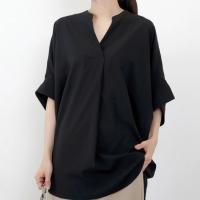 Nuevo vestido de verano Jersey con cuello en V suelto y delgado camisa de color sólido 6 colores - details 14