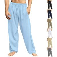 Pantalones de lino y algodón holgados para hombre, estilo casual, color sólido, tallas grandes S-3XL, verano 2024 - details 2
