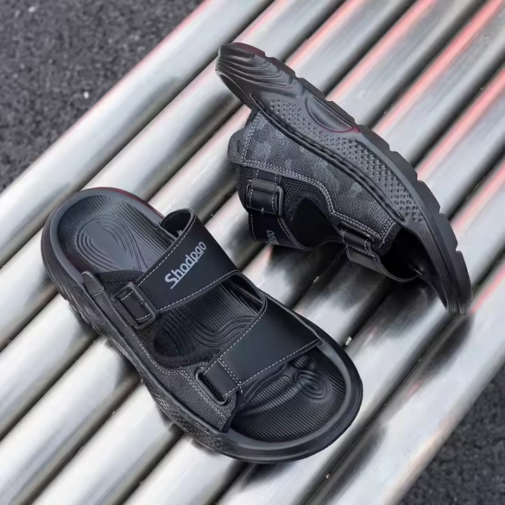 Zapatillas de los hombres de la marca de moda sandalias ligeras nuevo fuera zapatillas frescas verano Internet celebridad playa de una palabra - 1