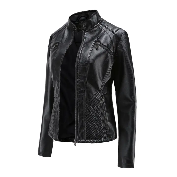 Chaqueta de cuero de imitación para mujer, abrigo de motociclista de moda, ropa de primavera y otoño - 1