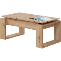 Mesa de Centro elevable Nova Color Roble Nodi y Blanco Artik salón Comedor Estilo nórdico 45-54x105x55 cm - details 3