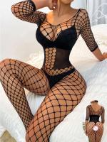 Cuerpo completo transparente de malla para mujer sexy, ropa ajustada transpirable, ropa interior elástica - details 9