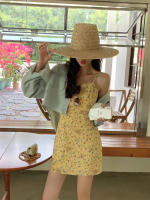 Vestido Mini Floral de Verano Tirantes, Cintura Ajustada, Estilo Coreano Moda para Mujeres - details 9