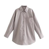 Camisa Básica Larga para Mujer Primavera-Verano 2024 Decoración de Bolsillo en 14 Colores Estilo Europeo-Americano - details 4