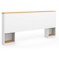 Cabecero extensible con mesita de noche deslizante para cama de 140 y 160 cm, color blanco y madera - details 4