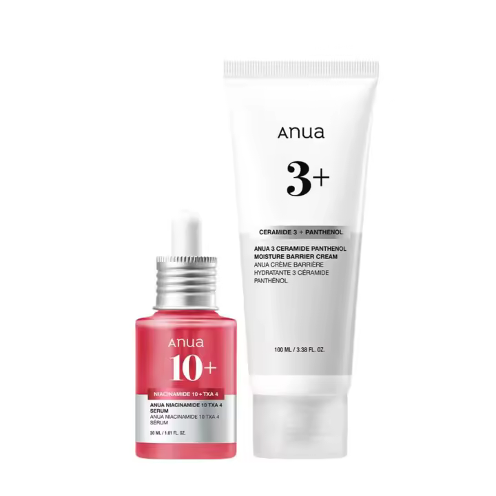 Anua Essential Daily Moisturizing Duo, niacinamida + suero de ácido tranexámico y crema de ceramida pantenol, cara hidratante - 1