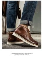 Zapatos de trabajo informales de cuero con tobillo alto Martin American y botas de moto rojas de invierno Oxford para hombre - details 13