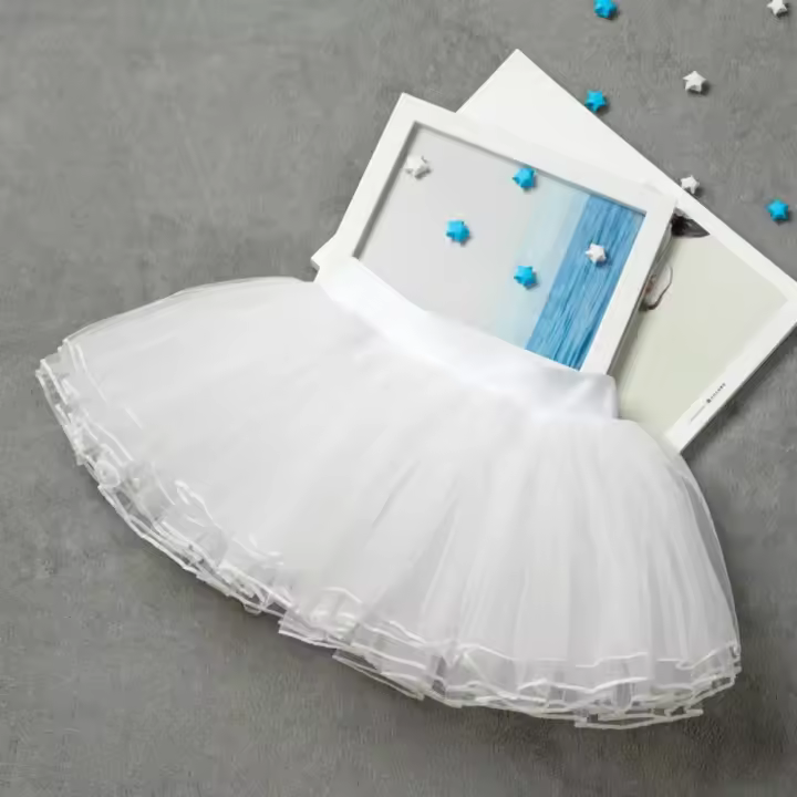 Falda de ballet de tul suave de 4 capas, elástica rosa para niñas, vestidos de moda - 1