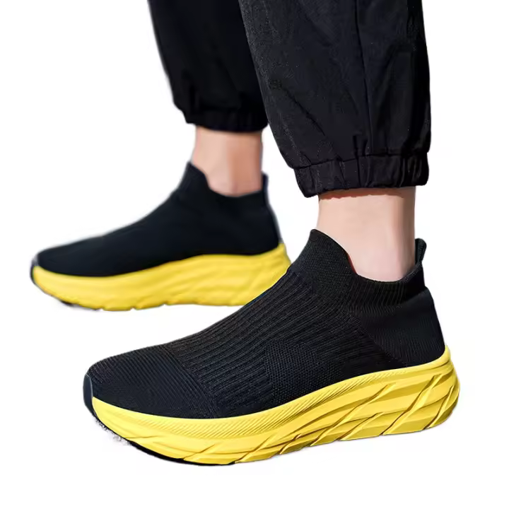 Zapatillas de deporte de punto para hombre y mujer, calzado deportivo ligero y cómodo, sin cordones, con plataforma, a la moda, gran oferta - 1