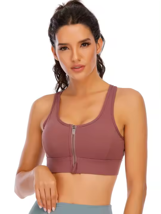 Tops cortos de manga corta para mujer, camisa deportiva de Yoga Rosa cruzada - 1