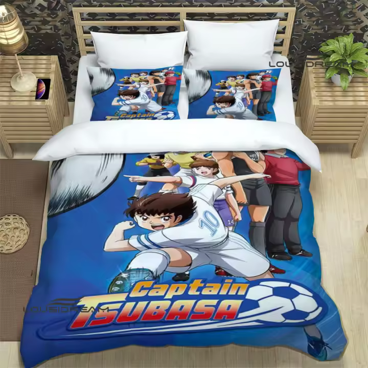 Juegos de cama de dibujos animados de capitán Tsubasa, juego de suministros de cama exquisitos, funda nórdica, edredón, juego de cama, regalo de cumpleaños de lujo - 1