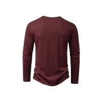 Camisa De Algodón Para Hombre Con Botones Cuello Henley Manga Larga Casual Color Sólido Moda Camisetas Transpirable Ligera Y De Wicking De Humedad - details 9