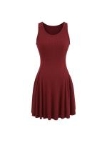 Vestido de Verano Elegante Estilo Europeo Americano Cuello Redondo Falda Elástica de Punto - details 2