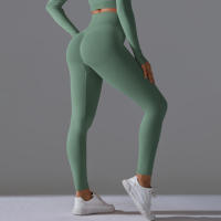 Hamidou-Pantalones deportivos de Yoga para mujer, mallas de cintura alta y caderas ajustadas, glúteos de melocotón, pantalones de Yoga desnudos de cintura alta - details 67
