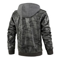 CHAIFENKO Chaqueta de Cuero Camuflaje Grueso Abrigo de Ocio de Invierno con Gorra Desmontable - details 4