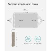 Hamaca Doble Tapizada Hamaca de Jardín con Barras Curvas de Bambú Separables - details 6
