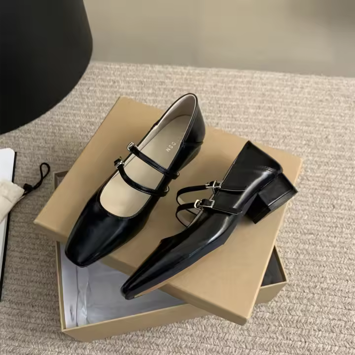 Zapatos Mary Jane de tacón en bloque para desplazamientos suaves estilo hada francesa - 1
