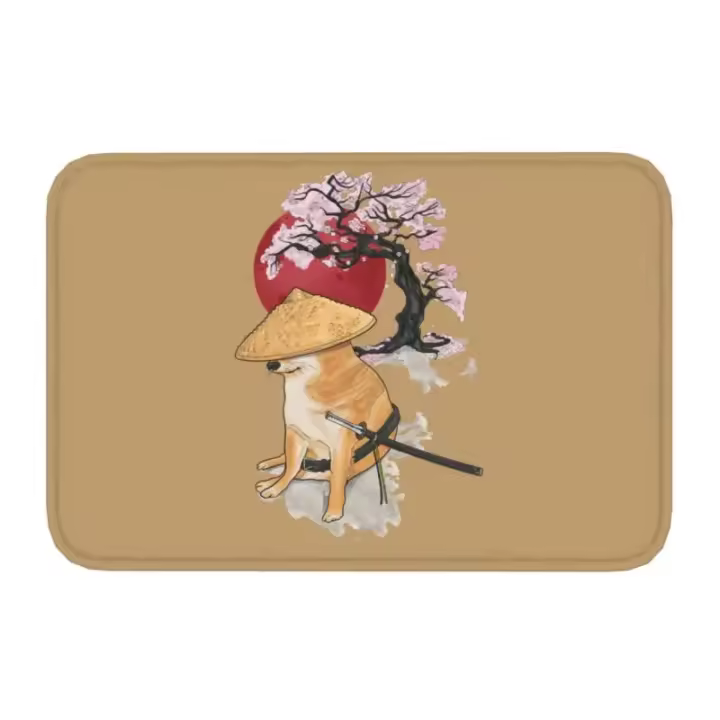 Cheems Doge Shiba Inu Meme alfombra para puerta delantera, 1 unidad, 40x60cm, felpudo antideslizante absorbente para exteriores, alfombra de entrada para balcón y cocina - 1