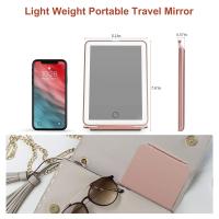 Espejo de Maquillaje Plegable LED Portátil 3 Modos de Luz Cargable USB Pantalla Táctil Rosa - details 2