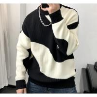 Jerseys de cuello redondo para hombre, suéteres de punto, cuello redondo, Color negro a juego, jerseys casuales de estilo coreano S - details 3