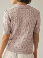 Suéter de manga corta con cuello en V para mujer, Jersey informal de punto con cuello de solapa suave, color rosa, a la moda, Y2K - details 2