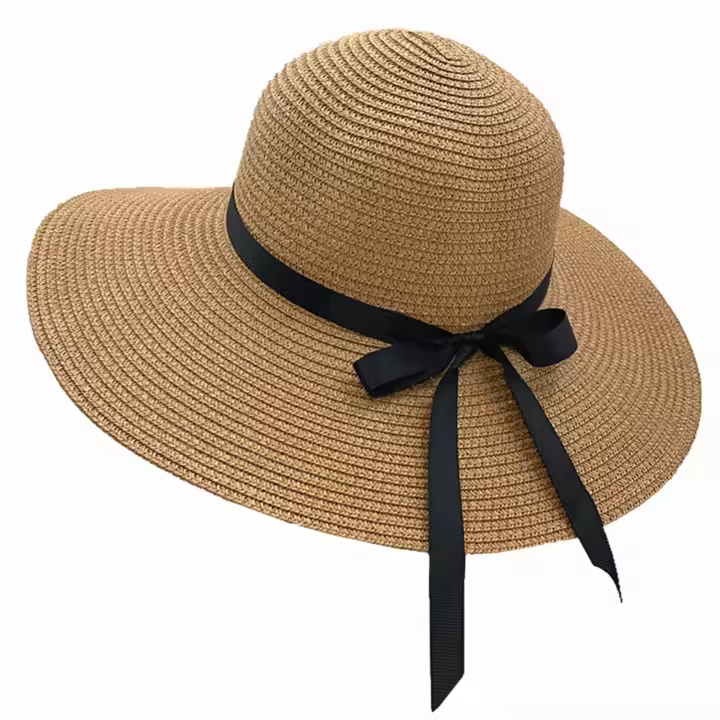 Sombrero de paja plegable UPF50 para mujer, sombrero de ala ancha para playa y sol, Verano - 1