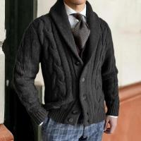 Suéter de Lana Gruesa con Tapa Abierta Chaqueta Cálida Casual para Hombres Moda en Cardigans - details 5