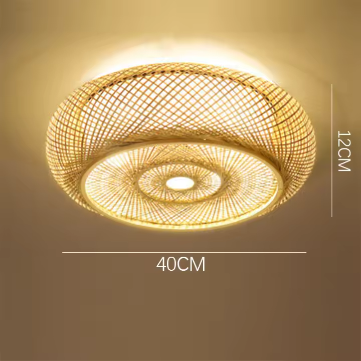 Lámpara de Techo de Bambú Hecha a Mano Colgante de Ratán Rústico para Granja, Hotel, Restaurante, Té House Iluminación y Decoración - 1