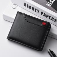Cartera corta clásica de alta calidad para hombre, billeteras plegables ultrafinas de cuero Pu para hombre, billeteras de negocios de Color sólido con bolsillo para monedas y tarjetas de crédito - details 7