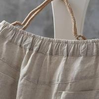 Pantalones de mujer de lino y algodón pantalones hasta el tobillo elásticos casuales sueltos primavera / verano - details 2