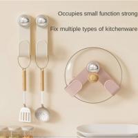 Ventosa de distancia ajustable, estante para tapas de ollas, ahorra espacio, soporte para tapas de ollas de montaje en pared de estilo nórdico, Color crema sin perforaciones - details 7