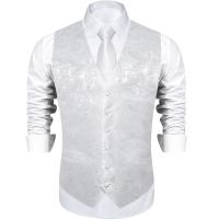 Chaleco de traje de esmoquin de moda con corbata, chaleco de cachemira de lujo para boda y graduación, azul, verde, rojo sólido, negro, plata, rosa - details 5