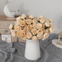 27 cabezas de rosas rosas, peonías, flores artificiales, ramo de seda para jarrón de mesa, arreglo de rosas para decoración de boda en casa, flores falsas - details 3