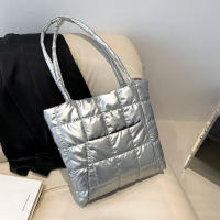 Bolso de mano acolchado de plumas para mujer, bolsa de hombro de gran capacidad, alta calidad, Color sólido, Invierno - details 22