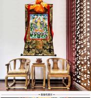 Manjusri Bodhisattva Thangka Xizang pintura colgante pintada a mano artículos tibetanos interior de gran tamaño 120cm de alto - details 3