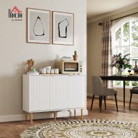 Mueble de salón con 3 puertas acanaladas y estante ajustable para TV, para dormitorio o sala de estar, 107x35x80 cm, blanco - details 1