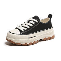 2025 Nuevos Zapatos Casuales de Lona Transpirable con Plataforma para Mujeres Estudiantes Pequeños Blancos - details 0
