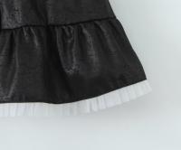 Estilo retro francés verano Spice Girl vacaciones princesa viento malla empalme jacquard liguero vestido cintura delgada falda negra. - details 8