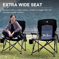 Silla de Camping Plegable 230KG Cargable Silla Plegable 62cm Anchura de Asiento con Bolsillo Lateral y Portavasos Silla Plegable de Gran Tamaño para Camping Exterior Balcón Jardín - details 5